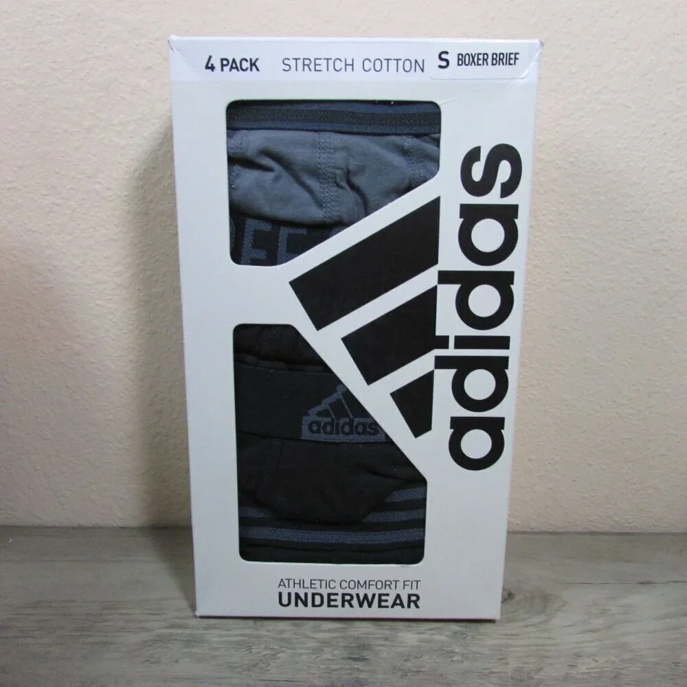 *Various Colors* NEW Adidas Men's Small Stretch Cotton Boxer Briefs 4 Pack